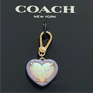 NWT COACH Iridescent Heart Charm Simulated Opal & Enamel Collectible + Dust Bag